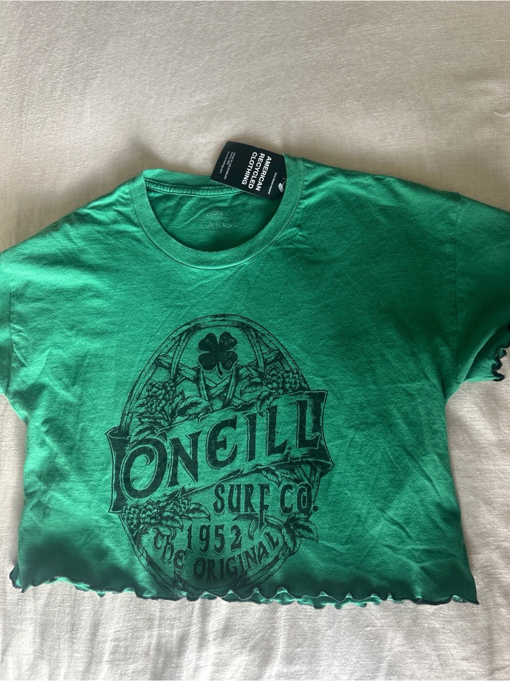 O’Neill Surf Co. 1952 Green Graphic Lettuce Trim Crop Top size -large